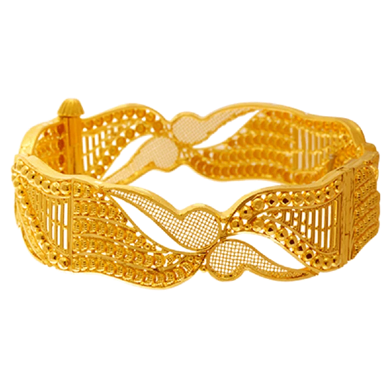 Three - Stone Women's Diamond Rings Symbolizing Past, Present, and Future with Emerald - Cut Diamonds22KT Yellow Gold Bangle For Women