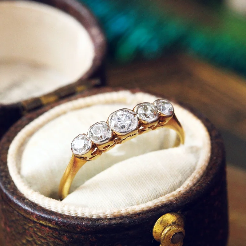 Engagement - Inspired Women's Rings with a Halo of Small DiamondsLovesome Vintage Five Stone Diamond Ring