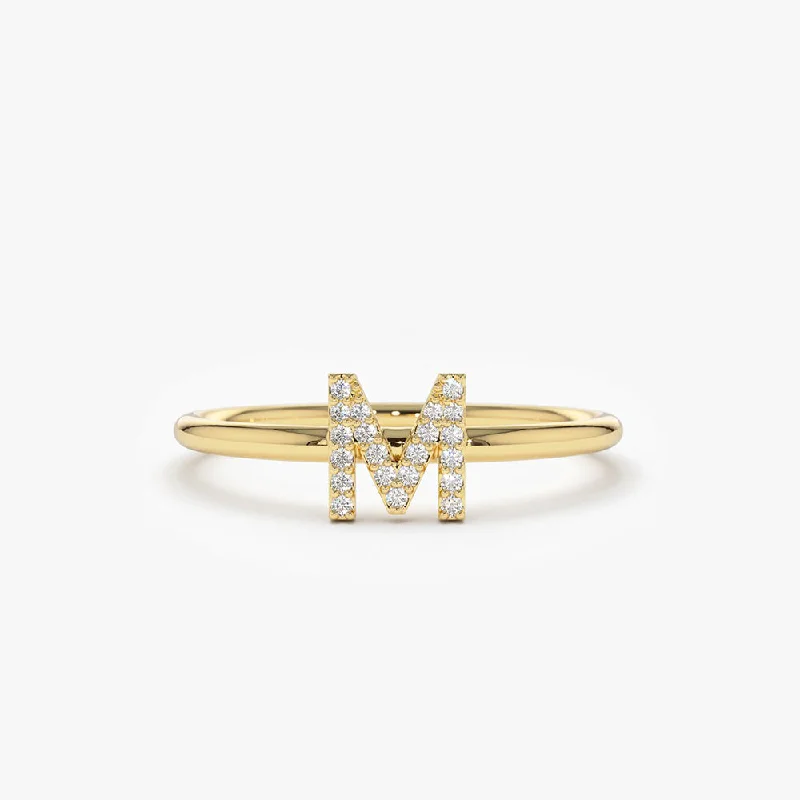 Art Deco - Inspired Women's Diamond Rings with Geometric Designs and Baguette - Cut Diamonds14K Gold Diamond Initial Ring