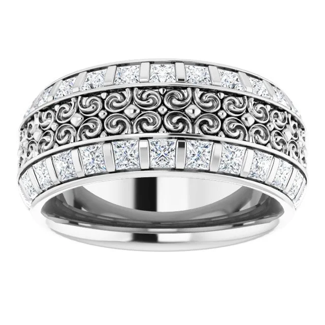 Women's Solitaire Diamond Rings with Round - Cut Diamonds and Platinum Settings for an Elegant Engagement3.12 ct. Princess Diamond Eternity Band Vintage Inspired Ring