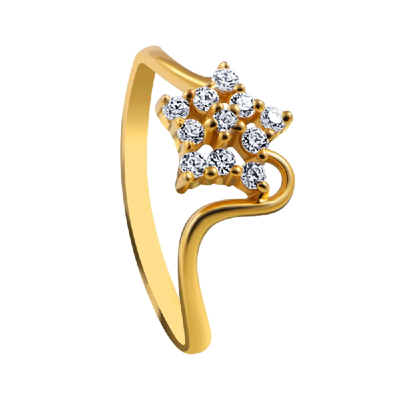 Halo - Style Women's Diamond Rings with a Center Diamond Surrounded by Smaller Diamonds in 18K Gold14KT (585) Yellow Gold Ring For Women