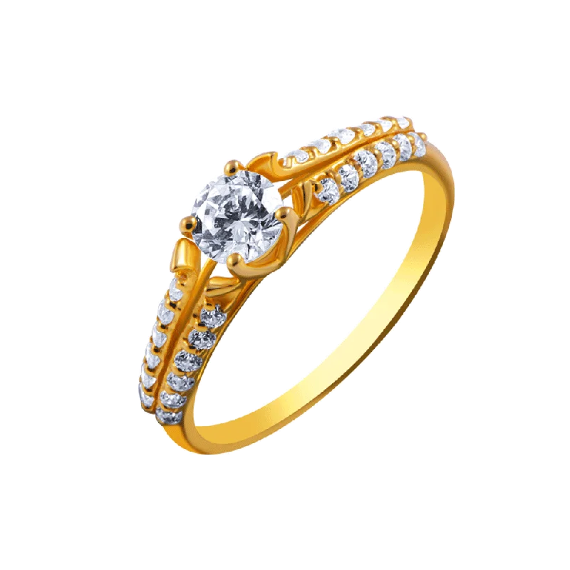 Three - Stone Women's Diamond Rings Symbolizing Past, Present, and Future with Emerald - Cut Diamonds14KT (585) Yellow Gold Ring For Women