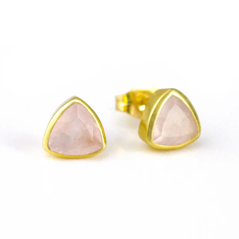 Handmade Polymer Clay Floral Stud Earrings in Pastel Shades for a Bohemian VibeMinimalist Pink Chalcedony Triangle Studs • October Birthstone