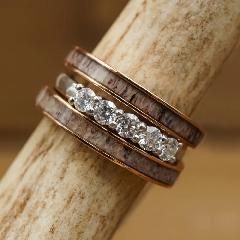 Engagement - Inspired Women's Rings with a Halo of Small DiamondsThe 5 Stone Kenai Set