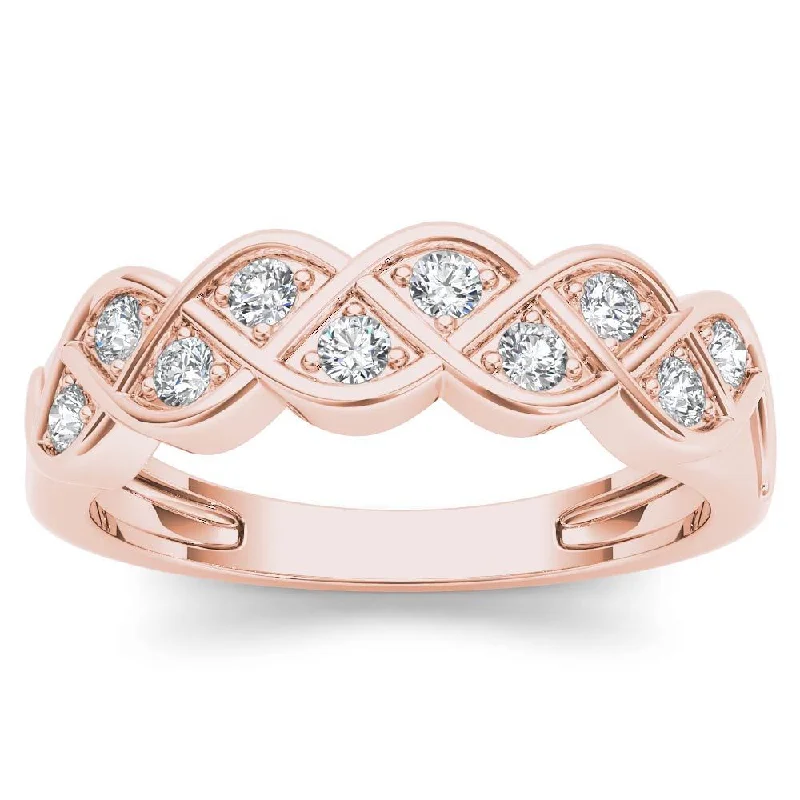 Three - Stone Women's Diamond Rings Symbolizing Past, Present, and Future with Emerald - Cut DiamondsDe Couer 10k Rose Gold 1/4ct TDW Diamond Entangled Lace Ring - Pink