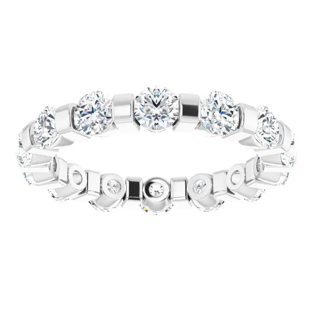 Cathedral - Style Women's Diamond Rings with a Raised Center Setting and Elaborate Metalwork1.60 ct. Round Diamond Eternity Band Bar Set Diamond Ring