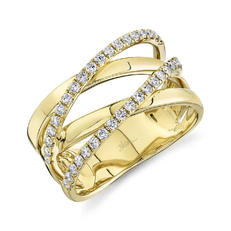 Statement - Making Fashion Rings in Gold - Plated Brass with Oversized Cubic Zirconia Stones0.41CT DIAMOND BRIDGE RING