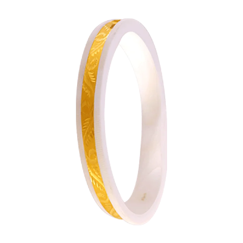 Signature - Design Women's Diamond Rings with a Brand - Specific Pattern and High - Quality Diamonds22KT Yellow Gold Sankha Bangle For Women