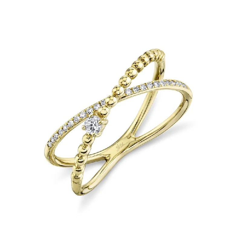 Fashion Rings with Initial Charms in Silver - Plated Metal for a Custom Accessory0.12CT DIAMOND BRIDGE RING