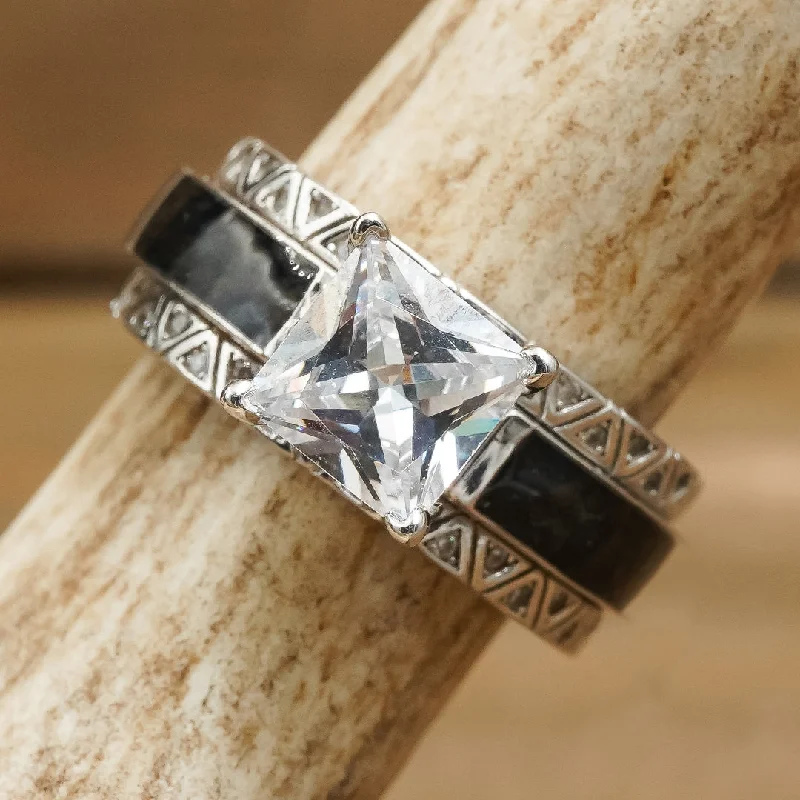 Engagement - Inspired Women's Rings with a Halo of Small DiamondsGrand Lovina & Tallulah Set