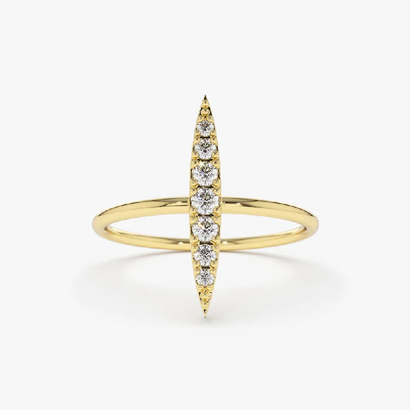 Marquise - Cut Women's Diamond Rings in Palladium for a Unique and Elongated Shape14K Gold Elongated Micro Pave Diamond Ring