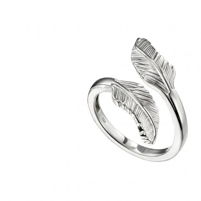 Stackable Fashion Rings in Rose - Gold Tone with Delicate Floral EngravingsBeginnings  Sterling Silver Double Feather Ring R3701