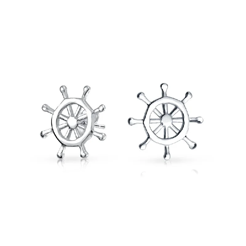 Rose Gold - Tone Geometric - Patterned Stud Earrings for a Modern and Trendy LookNautical Ship Wheel Stud Earrings in Sterling Silver, Small Tropical Design