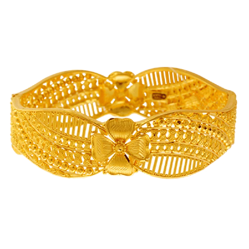 Halo - Style Women's Diamond Rings with a Center Diamond Surrounded by Smaller Diamonds in 18K Gold22KT Yellow Gold Bangle For Women