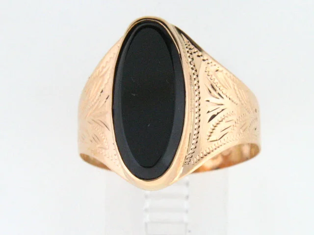 Enamel - Coated Fashion Rings in Bright Colors with Animal - Print Patterns5120 - 19.2kt Portuguese Gold Ladies Engraved Ring with Black Onix Stone