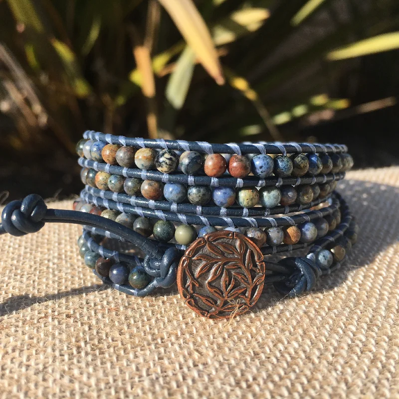 Wrap Bracelets with Multiple Layers of Beads for a Bohemian Look4-Wrap Bracelet - Sunset Dumorterite