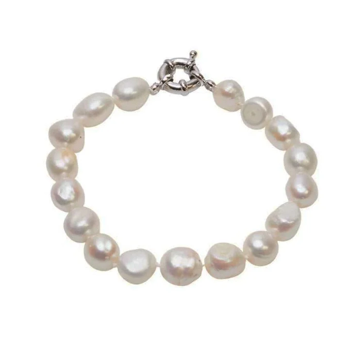 Black Tahitian Pearl Bracelets with Delicate Silver Chains for a Sophisticated StyleWomen's Pearl Bracelet Classic 9-10mm Baroque Pearl - White