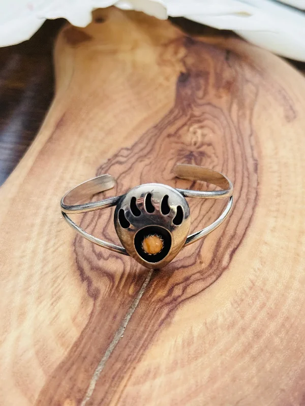 Women's Cuff Bracelets with Celtic Knot Patterns for a Mysterious and Cultural AppealNavajo Made Spiny Oyster and Sterling Silver BABY Cuff Bracelet