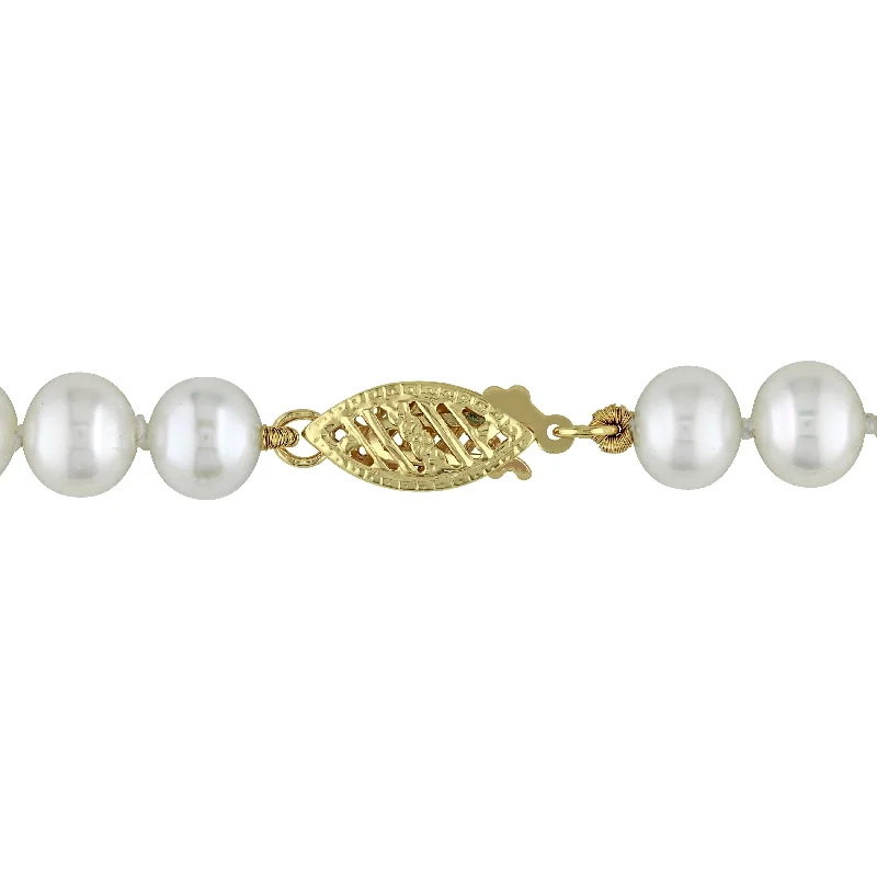 Handmade Pearl Bracelets with Polymer Clay Bead Accents for a Personal TouchMiadora Cultured Freshwater Pearl Strand Bracelet 14k Yellow Gold Clasp