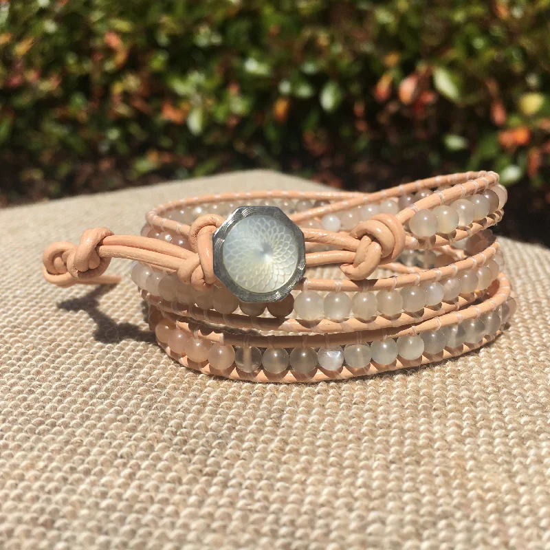 Wrap Bracelets with Heart - Shaped Pendants for a Romantic Appeal3-Wrap Bracelet - Mixed Moonstone Wrap Bracelets with Heart - Shaped Pendants for a Romantic Appeal3-Wrap Bracelet - Mixed Moonstone