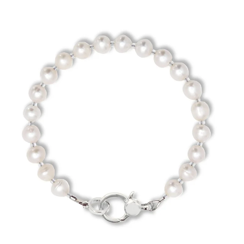 South Sea Pearl Bracelets with 18K Gold Clasps for a Luxurious LookPearl Charm Holder Bracelet, Sterling Silver