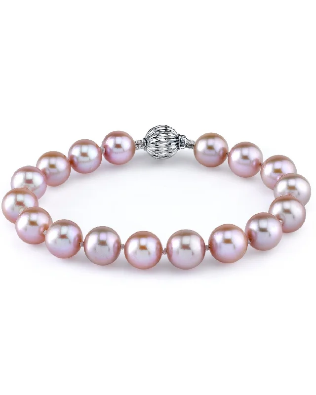 Leather - Wrapped Pearl Bracelets with Studded Details for a Rock - Chic Vibe8.5-9.5mm Pink Freshwater Pearl Bracelet - AAA Quality