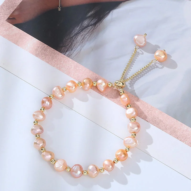 Pearl Bracelet Sets with Matching Earrings for a Coordinated LookWomens Freshwater Pearl Bracelet | Handmade 4-5mm Pink Pearl Beaded Bracelet for Ladies and Girls