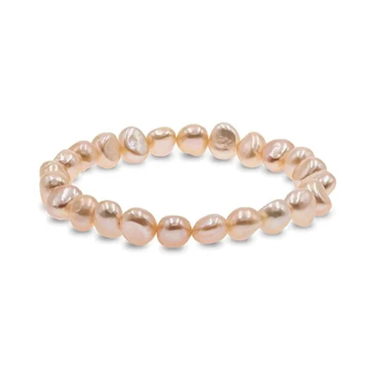 Adjustable Pearl Bracelets with Delicate Silk Cords for a Comfortable Fit7-8mm Pink Baroque Freshwater Pearl Bracelet for Women and Girls