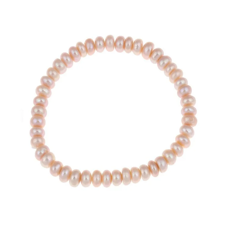 Pink Freshwater Pearl Bracelets with Cubic Zirconia Embellishments for a Feminine TouchWomen's Pearl Bracelet  6-7mm Pink Freshwater Pearl Bracelet Stretchy