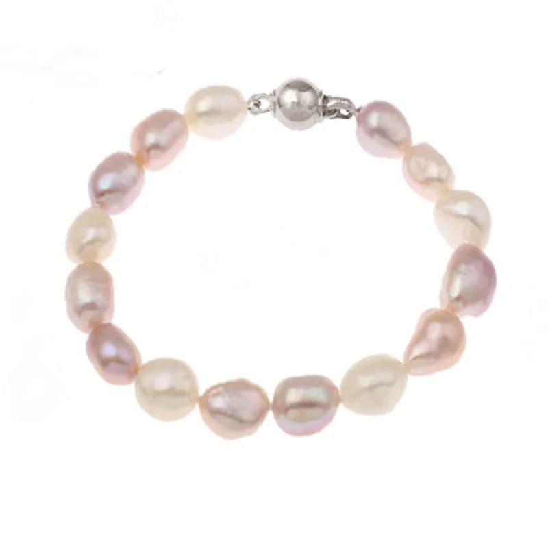 Pink Freshwater Pearl Bracelets with Cubic Zirconia Embellishments for a Feminine TouchWomens Pearl Bracelet Classic 8-9mm Baroque Pearl -  Multicolour