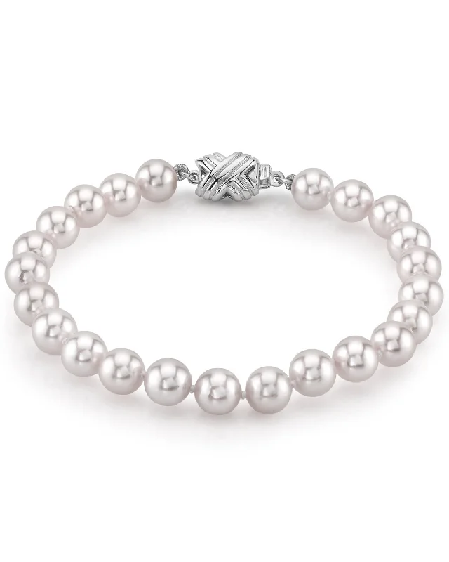 Pearl Bracelets with Celtic Knotwork - Inspired Chains for a Symbolic TouchWhite Japanese Akoya Pearl Bracelet, 6.5-7.0mm