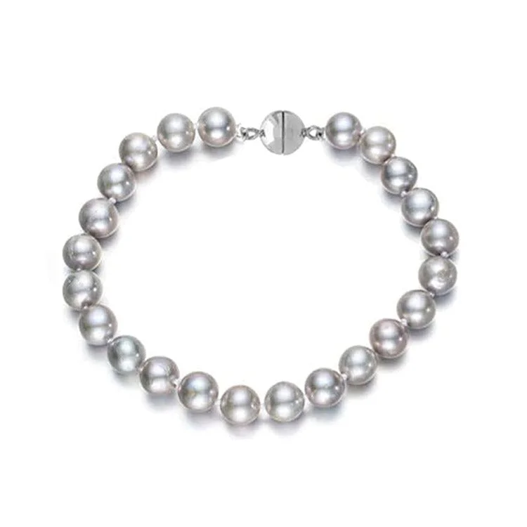 Plus Size Women's Pearl Bracelets with Extra - Long Chains for a Statement Piece8-9mm Grey Freshwater Pearl Bracelet with Magnetic Clasp