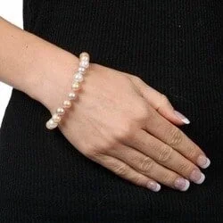 White Pearl and Crystal Bracelets for a Sparkling and Elegant Look14k Yellow Gold Pink Freshwater Pearl Bracelet (8-9mm)