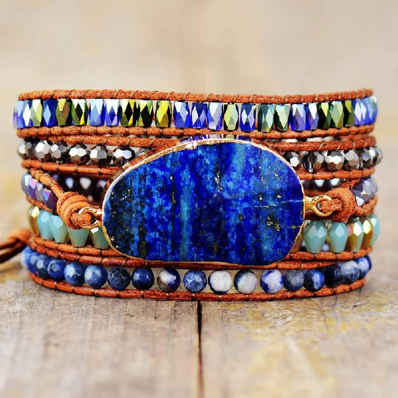 Wrap Bracelets with Chain Links for a Modern and Trendy LookLapis Lazuli Charm & Sodalite Wrap Bracelet