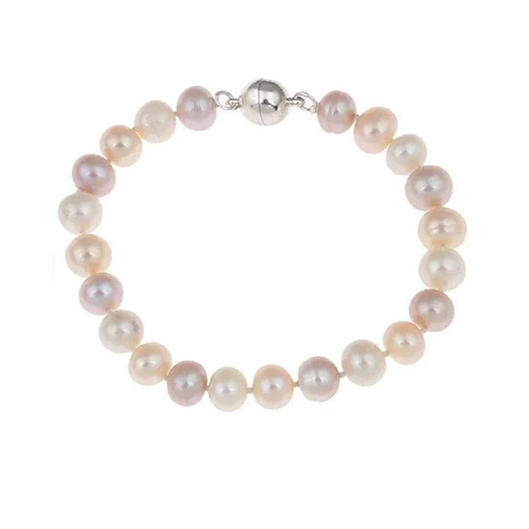 South Sea Pearl Bracelets with 18K Gold Clasps for a Luxurious Look8-9mm Multicolour Freshwater Pearl Bracelet with Magnetic Clasp