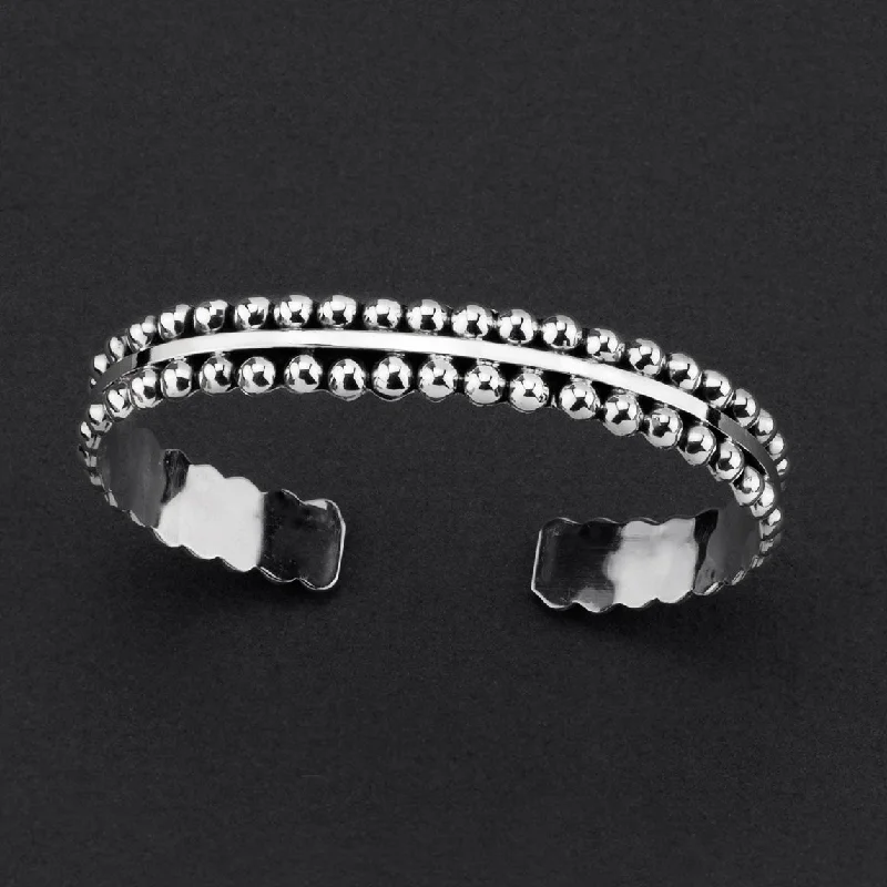 Magnetic Closure Women's Cuff Bracelets with Crystal Embellishments for Easy WearThin Mexican Silver Beaded Cuff Bracelet Magnetic Closure Women's Cuff Bracelets with Crystal Embellishments for Easy WearThin Mexican Silver Beaded Cuff Bracelet