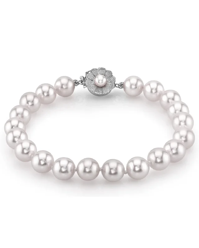 Geometric - Shaped Pearl Bracelets with Matte - Finished Metal for a Minimalist Aesthetic7.5-8.0mm Akoya White Pearl Bracelet