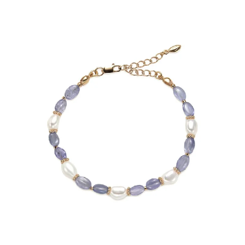 Handmade Pearl Bracelets with Polymer Clay Bead Accents for a Personal Touch925 Silver Natural Tanzanite Pearl Bracelet