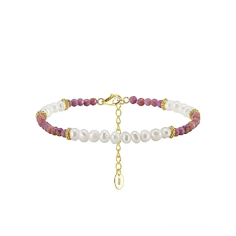 Akoya Pearl Bracelets with Rose Gold - Plated Clasps for a Glamorous Appearance925 Silver Purple Mica Pearl Bracelet