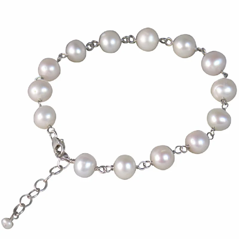 South Sea Pearl Bracelets with 18K Gold Clasps for a Luxurious LookTin Cup Pearl Bracelet | AAA 6-7.5mm White Semi-Round Freshwater Cultured Pearls | Adjustable