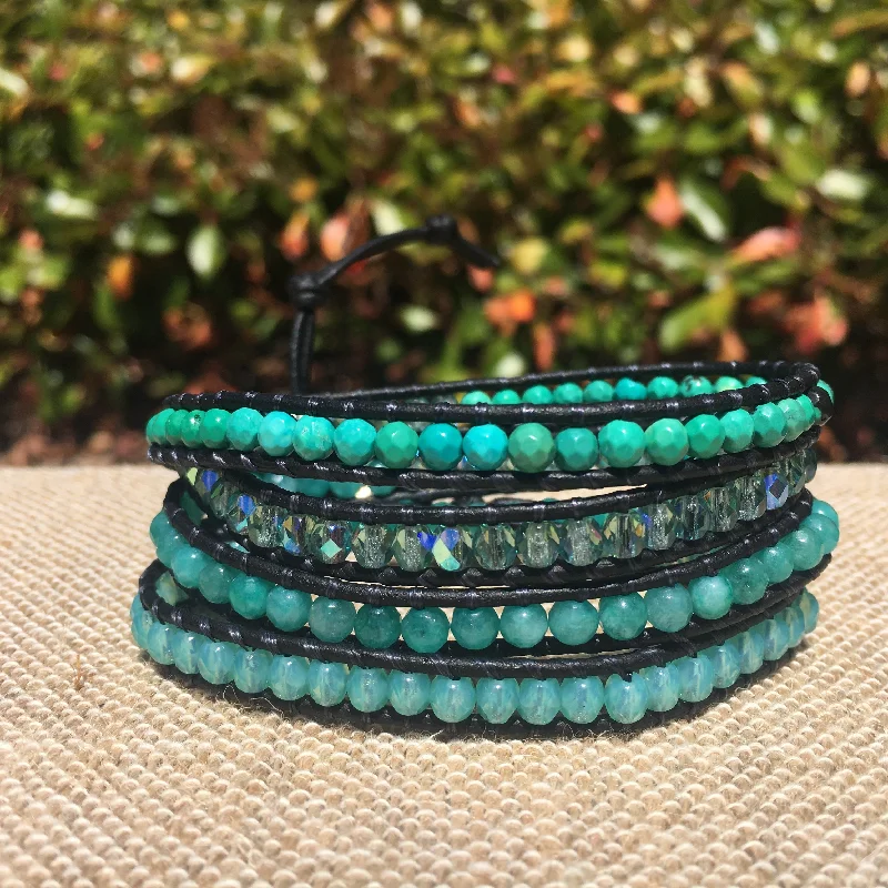 Wrap Bracelets with Heart - Shaped Pendants for a Romantic Appeal4-wrap Bracelet - Turquoise Mix