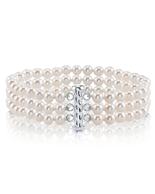 Vintage - Inspired Pearl Bracelets with Filigree and Enamel DetailsTriple Akoya Pearl Bracelet