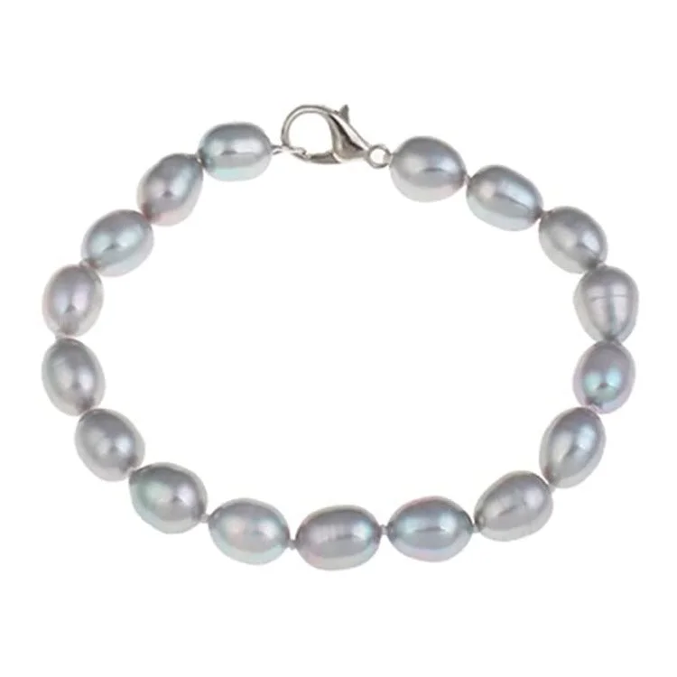 Stretch Pearl Bracelets with Elastic Cord for Easy WearWomen's Freshwater Pearl Bracelet | 8mm Grey Freshwater Pearl Bracelet