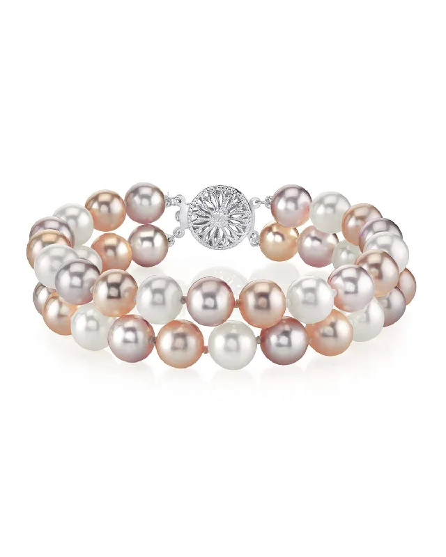 Pearl Bracelets with LED - Lit Clasps for a Glowing and Trendy Accessory6.5-7mm Multicolor Freshwater Double Pearl Bracelet - AAA Quality