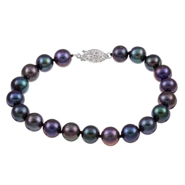 Pearl Bracelets with Adjustable Screw - Closures for a Secure and Custom FitBlack Freshwater Pearl Classic 8-inch Bracelet (8-9 mm)