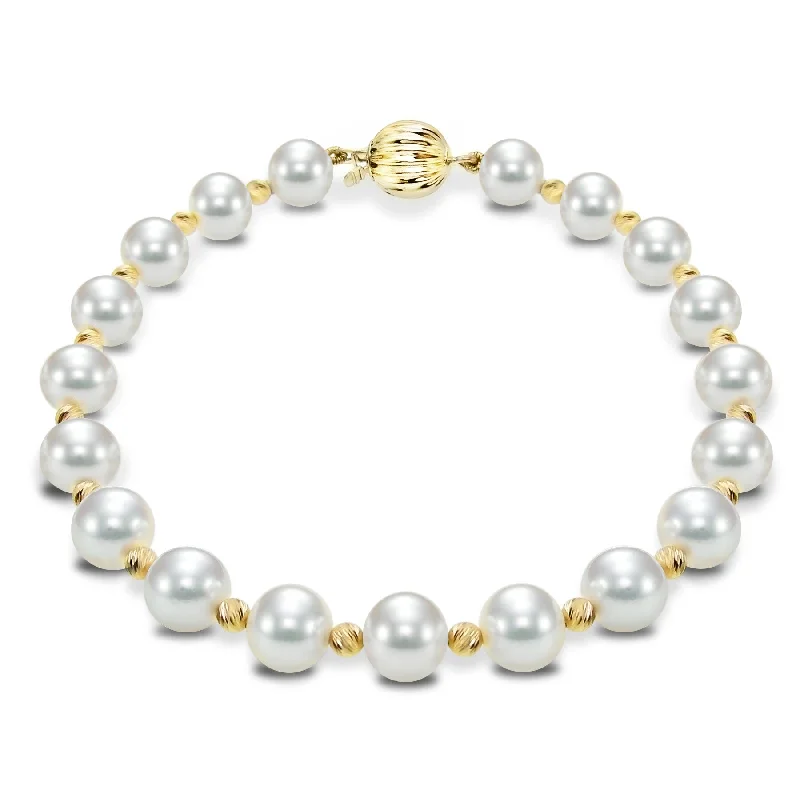 Pink Freshwater Pearl Bracelets with Cubic Zirconia Embellishments for a Feminine TouchDaVonna 14k Yellow Gold Cultured Pearl and Beads Bracelet (7-8 mm)