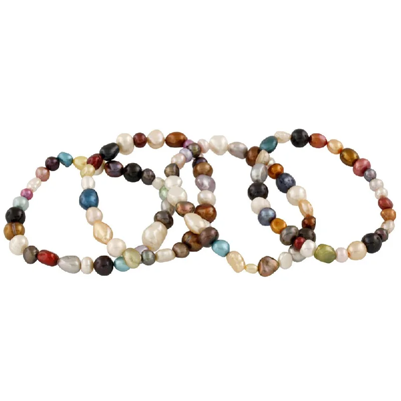 Pearl Bracelets with Celtic Knotwork - Inspired Chains for a Symbolic TouchMulticolored Freshwater Pearl Elastic Bracelets (6-7mm)