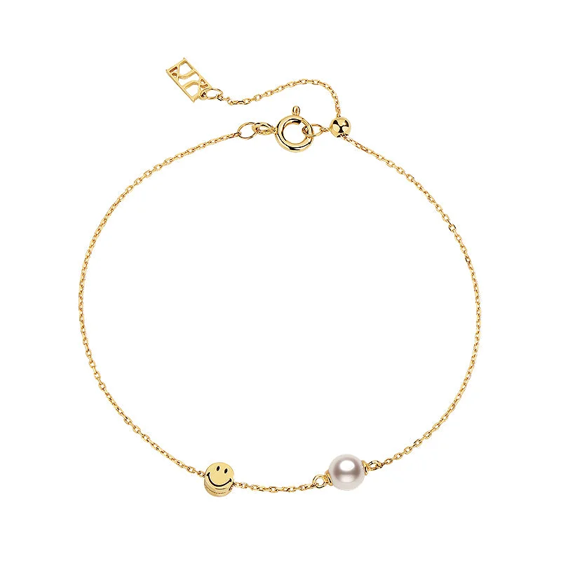 Stretch Pearl Bracelets with Elastic Cord for Easy WearKKLUExSMILEY® 18K Diamond Akoya Gold Bracelet 4.5-5mm