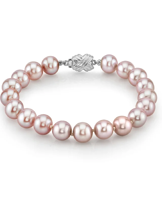 Pearl Bracelets with Adjustable Screw - Closures for a Secure and Custom Fit8.0-8.5mm Pink Freshwater Pearl Bracelet - AAAA Quality