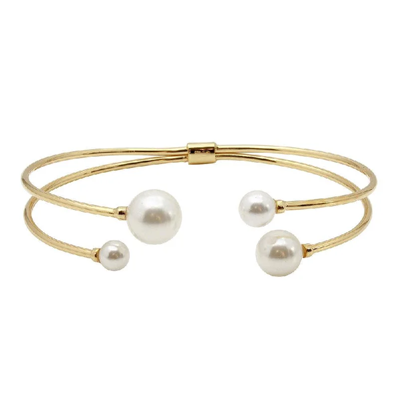 Pearl Bracelets with Adjustable Screw - Closures for a Secure and Custom FitGold Plated 925 Sterling Silver Water Pearl Bangle Bracelet - GMB00049GP